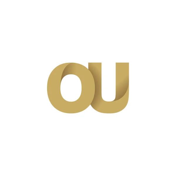 Initial Letters Overlapping Fold Logo Brown Gold Vector Template Elements — 图库矢量图片