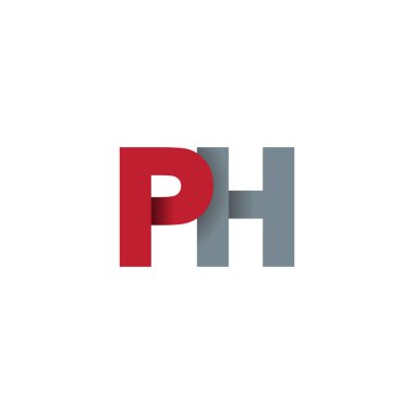 Initial letters PH, overlapping fold logo, red gray, vector template elements for creative industry