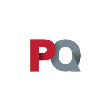 Initial letters PQ, overlapping fold logo, red gray, vector template elements for creative industry