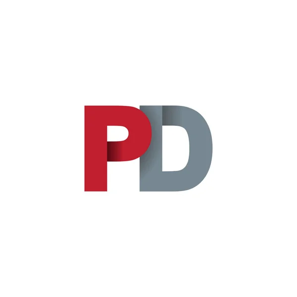 Начальные Буквы Перекрывающийся Логотип Складки Красный Серый Элементы Векторного Шаблона — стоковый вектор