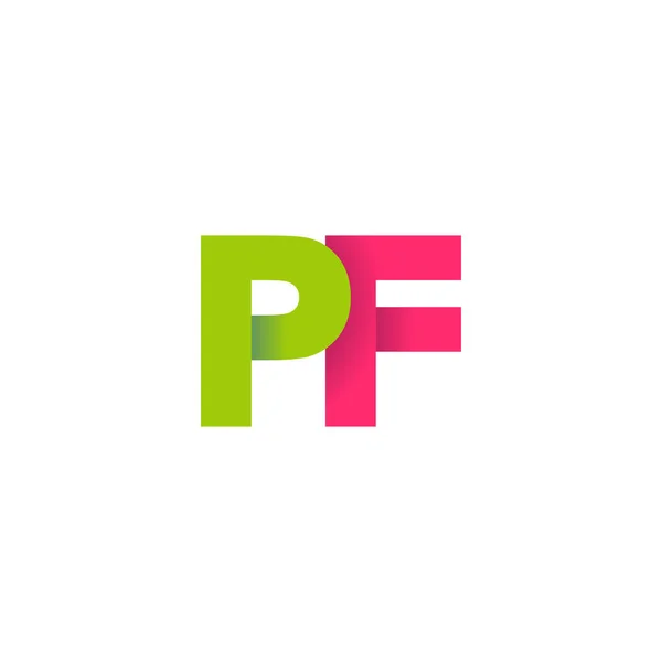 Initial Letters Overlapping Fold Logo Green Magenta Pink Vector Template — ストックベクタ
