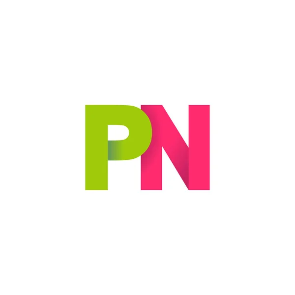 Initial Letters Overlapping Fold Logo Green Magenta Pink Vector Template — ストックベクタ