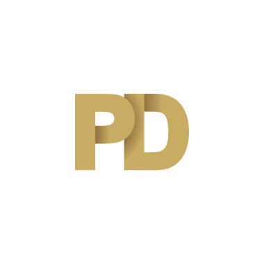 Initial letters PD, overlapping fold logo, brown gold, vector template elements for creative industry