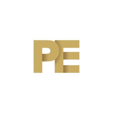 Initial letters PE, overlapping fold logo, brown gold, vector template elements for creative industry