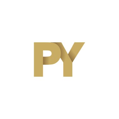 Initial letters PY, overlapping fold logo, brown gold, vector template elements for creative industry