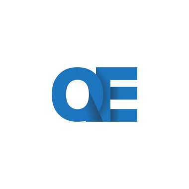 Initial letters QE, overlapping fold logo, blue, vector template elements for creative industry