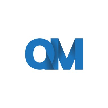 Initial letters QM, overlapping fold logo, blue, vector template elements for creative industry