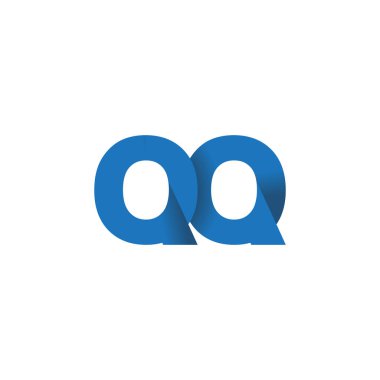 Initial letters QQ, overlapping fold logo, blue, vector template elements for creative industry