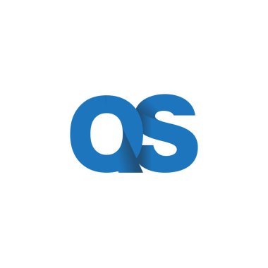 Initial letters QS, overlapping fold logo, blue, vector template elements for creative industry