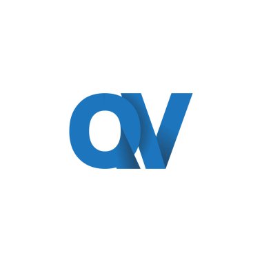 Initial letters QV, overlapping fold logo, blue, vector template elements for creative industry