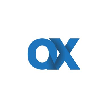Initial letters QX, overlapping fold logo, blue, vector template elements for creative industry