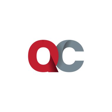 Initial letters QC, overlapping fold logo, red gray, vector template elements for creative industry