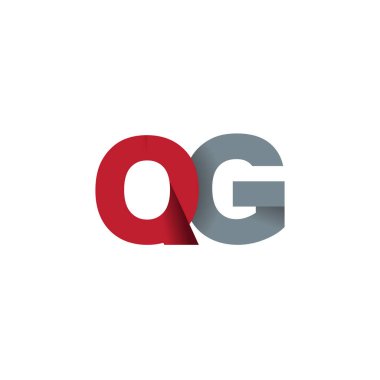 Initial letters QG, overlapping fold logo, red gray, vector template elements for creative industry