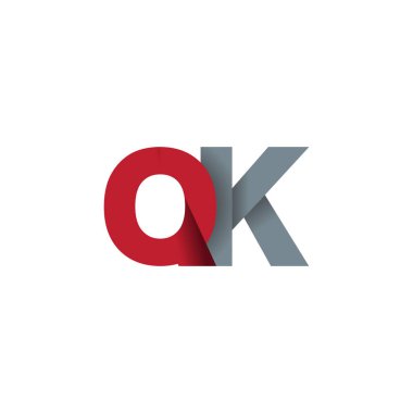 Initial letters QK, overlapping fold logo, red gray, vector template elements for creative industry