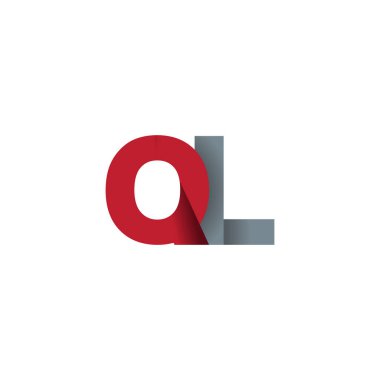 Initial letters QL, overlapping fold logo, red gray, vector template elements for creative industry