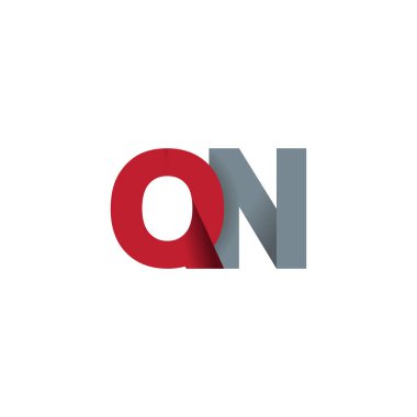 Initial letters QN, overlapping fold logo, red gray, vector template elements for creative industry