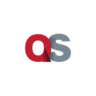 Initial letters QS, overlapping fold logo, red gray, vector template elements for creative industry