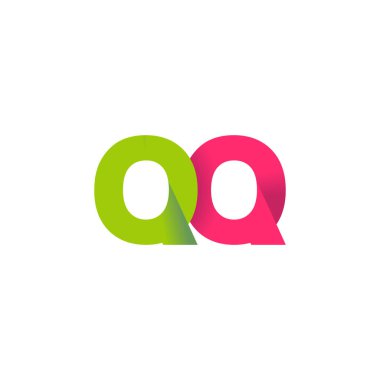 Initial letters QQ, overlapping fold logo, green magenta pink, vector template elements for creative industry