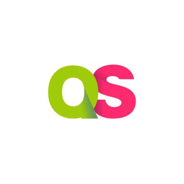 Initial letters QS, overlapping fold logo, green magenta pink, vector template elements for creative industry