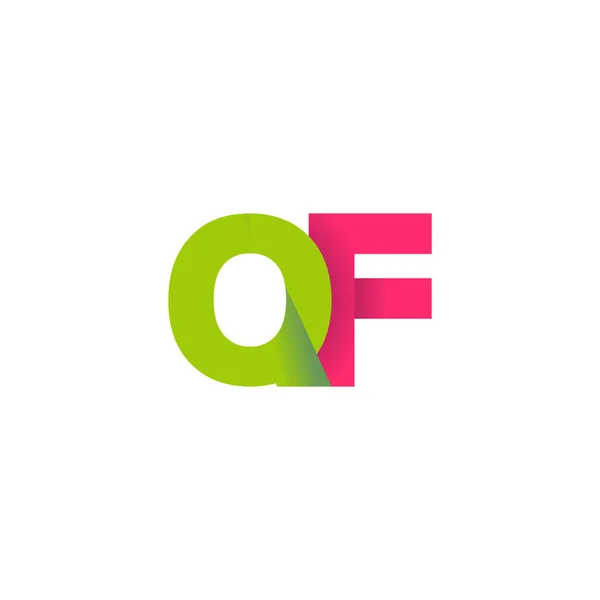 Initial Letters Overlapping Fold Logo Green Magenta Pink Vector Template — Stockvektor