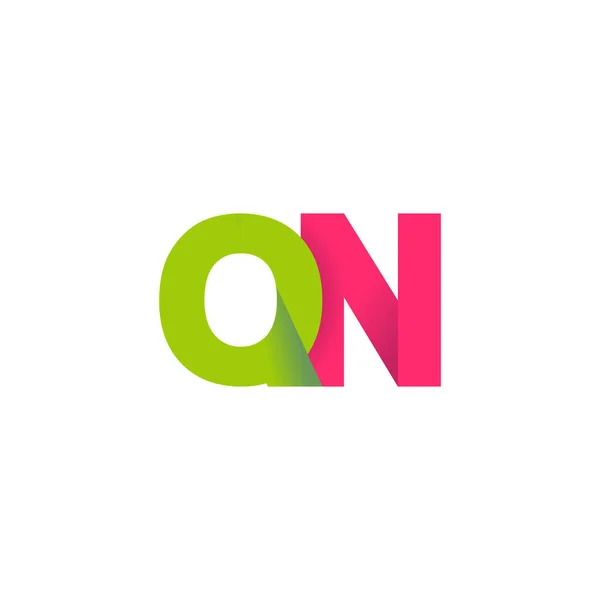 Initial Letters Overlapping Fold Logo Green Magenta Pink Vector Template — 图库矢量图片