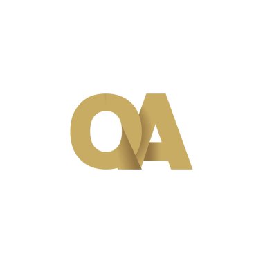 Initial letters QA, overlapping fold logo, brown gold, vector template elements for creative industry
