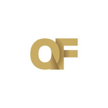 Initial letters QF, overlapping fold logo, brown gold, vector template elements for creative industry