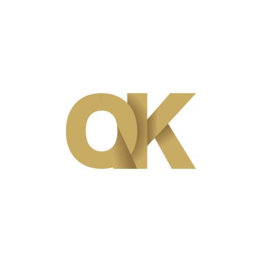 Initial letters QK, overlapping fold logo, brown gold, vector template elements for creative industry