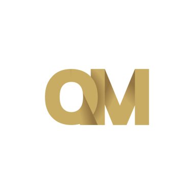 Initial letters QM, overlapping fold logo, brown gold, vector template elements for creative industry