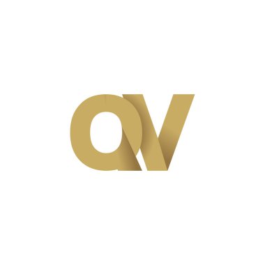 Initial letters QV, overlapping fold logo, brown gold, vector template elements for creative industry