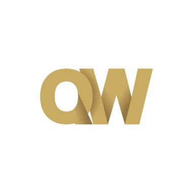 Initial letters QW, overlapping fold logo, brown gold, vector template elements for creative industry