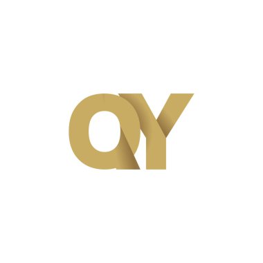 Initial letters QY, overlapping fold logo, brown gold, vector template elements for creative industry