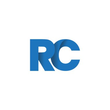 Initial letters RC, overlapping fold logo, blue, vector template elements for creative industry