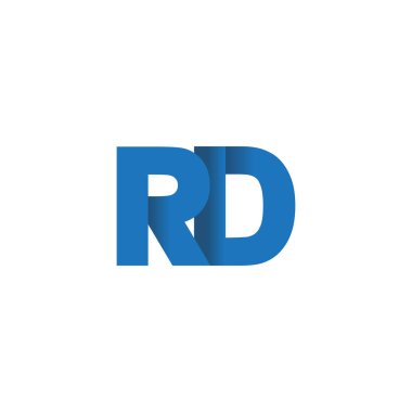Initial letters RD, overlapping fold logo, blue, vector template elements for creative industry