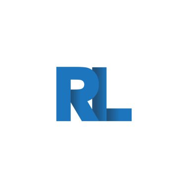 Initial letters RL, overlapping fold logo, blue, vector template elements for creative industry