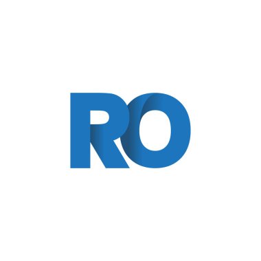 Initial letters RO, overlapping fold logo, blue, vector template elements for creative industry