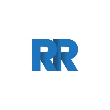 Initial letters RR, overlapping fold logo, blue, vector template elements for creative industry