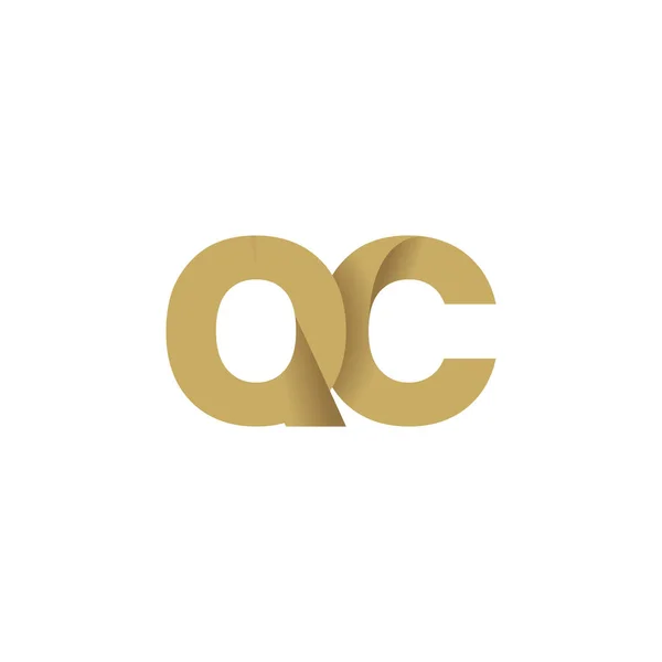 Initial Letters Overlapping Fold Logo Brown Gold Vector Template Elements — Stockový vektor