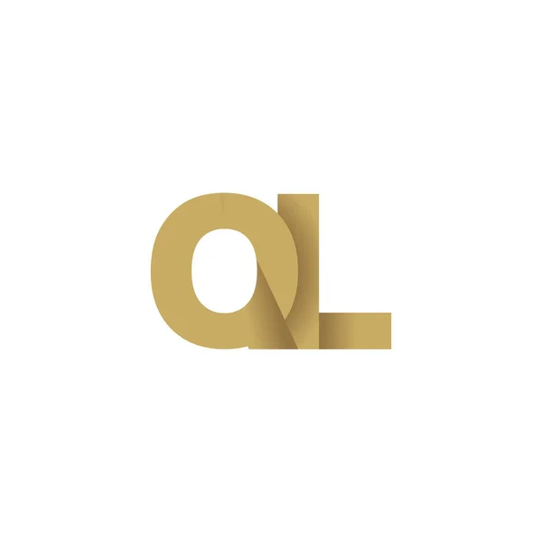 Initial Letters Overlapping Fold Logo Brown Gold Vector Template Elements — 图库矢量图片