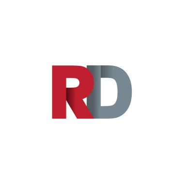 Initial letters RD, overlapping fold logo, red gray, vector template elements for creative industry