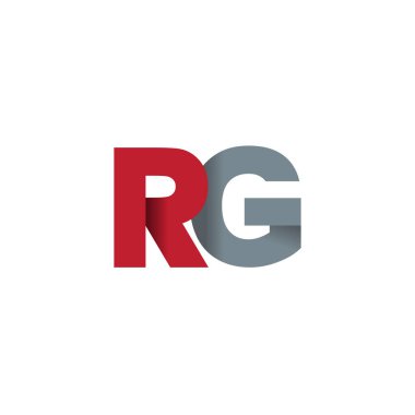 Initial letters RG, overlapping fold logo, red gray, vector template elements for creative industry