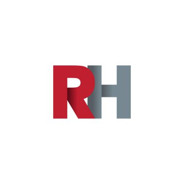 Initial letters RH, overlapping fold logo, red gray, vector template elements for creative industry