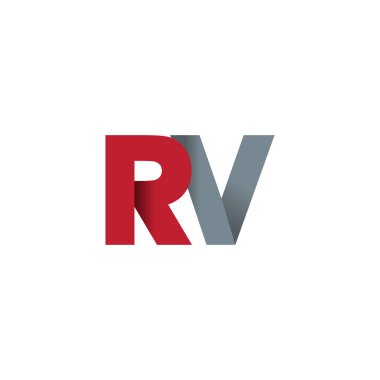Initial letters RV, overlapping fold logo, red gray, vector template elements for creative industry