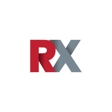 Initial letters RX, overlapping fold logo, red gray, vector template elements for creative industry