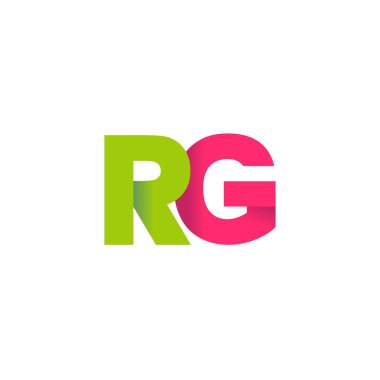 Initial letters RG, overlapping fold logo, green magenta pink, vector template elements for creative industry