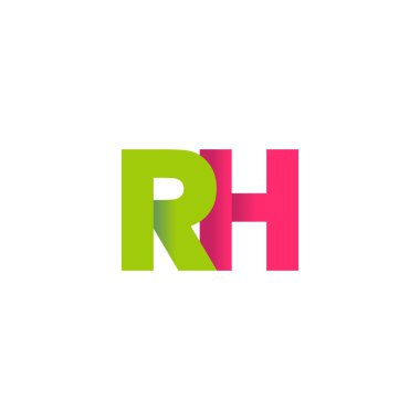 Initial letters RH, overlapping fold logo, green magenta pink, vector template elements for creative industry