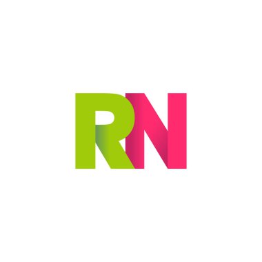 Initial letters RN, overlapping fold logo, green magenta pink, vector template elements for creative industry