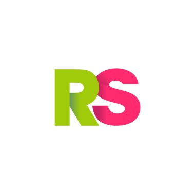 Initial letters RS, overlapping fold logo, green magenta pink, vector template elements for creative industry