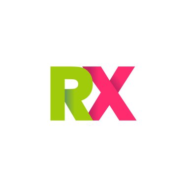Initial letters RX, overlapping fold logo, green magenta pink, vector template elements for creative industry