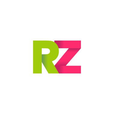 Initial letters RZ, overlapping fold logo, green magenta pink, vector template elements for creative industry